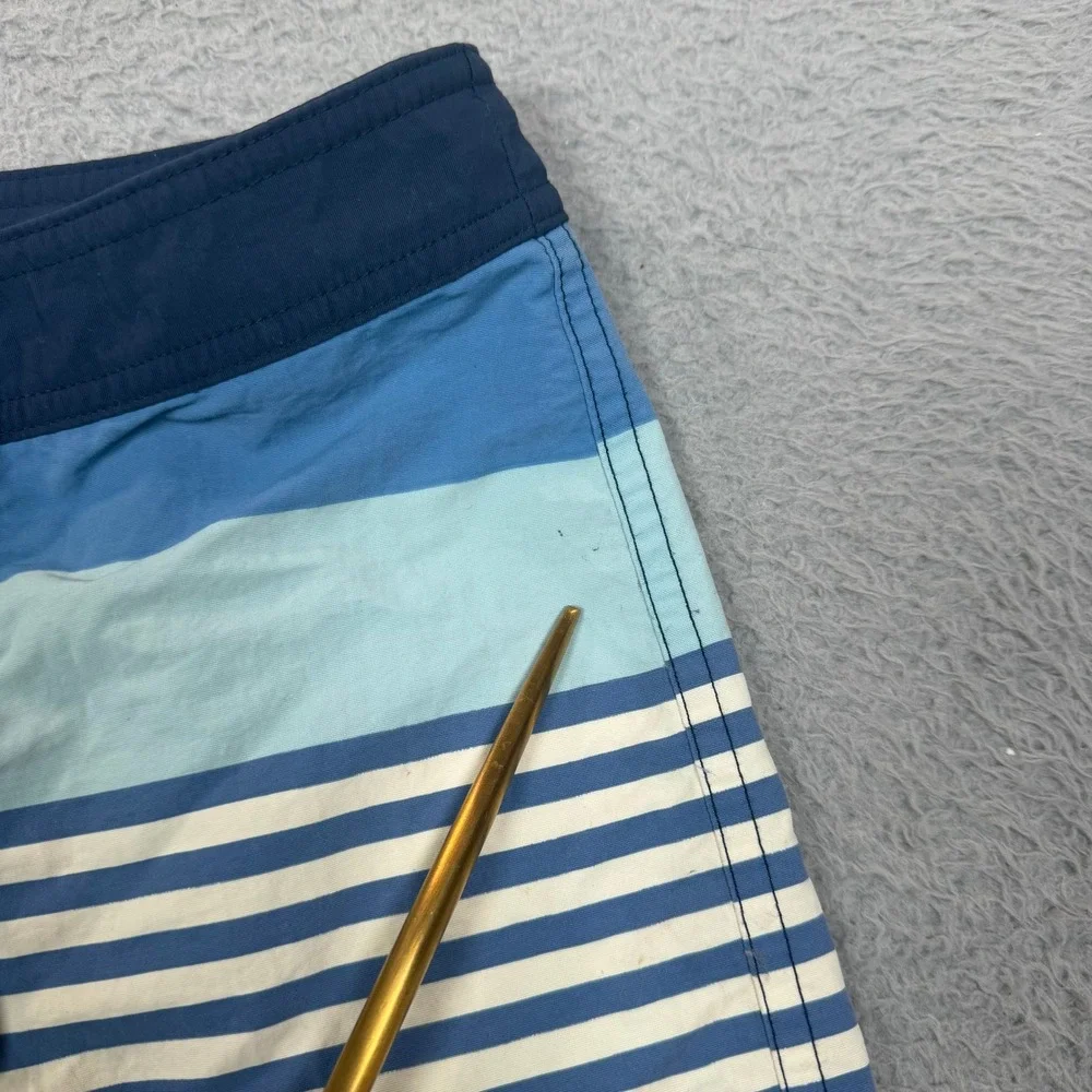 Patagonia Boys Costa Rica Baggies Board Shorts Blue Orange Striped Size 12